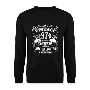 1970 né naissance anniversaire anniversaire anniversaire - Sweat-shirt Unisexe - noir - Devant - Alina (178cm) & Michal (187cm)