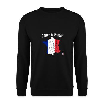 ICH LIEBE FRANKREICH - T-Shirt - Unisex Pullover - Schwarz - Vorne - Alina (178cm) & Michal (187cm)