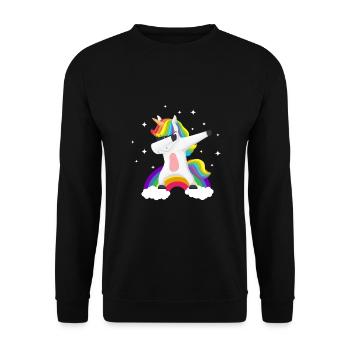 Unicorn surfs cool on the rainbow - Unisex Sweatshirt - black - Front - Alina (178cm) & Michal (187cm)