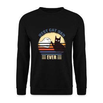 Vintage Best Cat Dad Ever Shirt - Unisex Sweatshirt - black - Front - Alina (178cm) & Michal (187cm)
