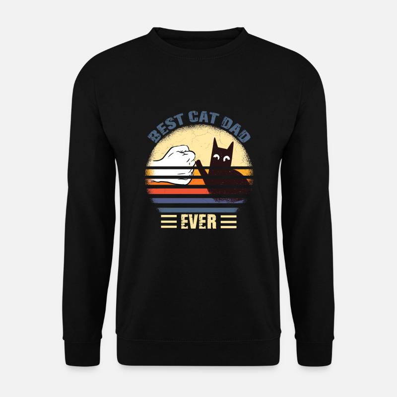 Vintage Best Cat Dad Ever Shirt - Unisex Sweatshirt - black
