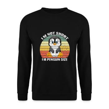 Ich bin nicht klein Ich bin Pinguin Größe Netter Pinguin Liebhaber - Unisex Pullover - Schwarz - Vorne - Alina (178cm) & Michal (187cm)