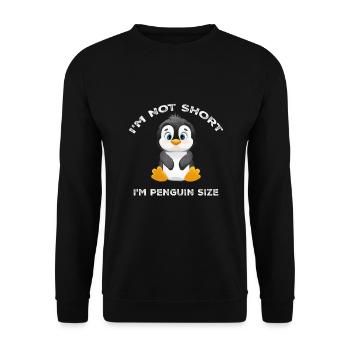 Ich bin nicht kurz, ich bin Pinguin Größe süße Pinguin Liebhaber - Unisex Pullover - Schwarz - Vorne - Alina (178cm) & Michal (187cm)