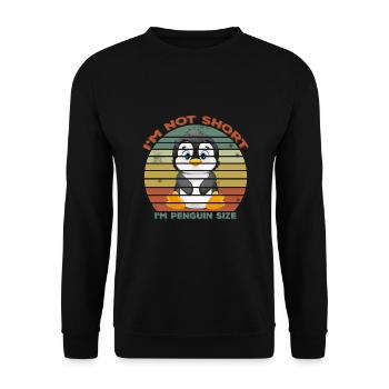 Ich bin nicht kurz, ich bin Pinguin Größe süße Pinguin Liebhaber - Unisex Pullover - Schwarz - Vorne - Alina (178cm) & Michal (187cm)