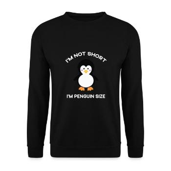 Ich bin nicht klein Ich bin Pinguin Größe Netter Pinguin Liebhaber - Unisex Pullover - Schwarz - Vorne - Alina (178cm) & Michal (187cm)