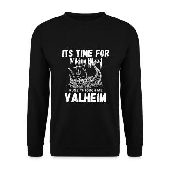 Its Time For Valheim Viking - Unisex Sweatshirt - black - Front - Alina (178cm) & Michal (187cm)