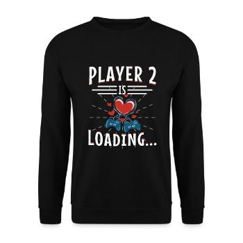 Le père de devenir Player 2 Grossesse Jeux Proverbes - Sweat-shirt Unisexe - noir - Devant - Alina (178cm) & Michal (187cm)
