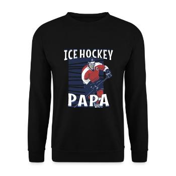 Ice Hockey Spieler Puck Spruch Eis Hockey Papa - Unisex Pullover - Schwarz - Vorne - Alina (178cm) & Michal (187cm)