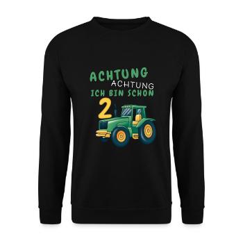 2. Geburtstag Jungen 2 Jahre Kindergeburtstag - Unisex Pullover - Schwarz - Vorne - Alina (178cm) & Michal (187cm)