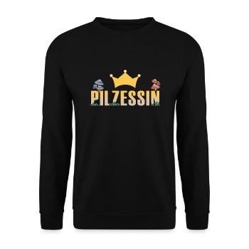 Lustige Pilzsammler Sprüche Pilze sammeln - Unisex Pullover - Schwarz - Vorne - Alina (178cm) & Michal (187cm)