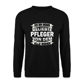 Lustige Pfleger Spruch Krankenpfleger Altenpfleger - Unisex Pullover - Schwarz - Vorne - Alina (178cm) & Michal (187cm)