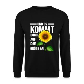 größte sonnenblume im garten gartenglück schreber - Unisex Pullover - Schwarz - Vorne - Alina (178cm) & Michal (187cm)