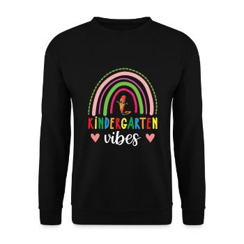 Groovy Hello Kindergarten Vibes Professeur rétro - Sweat-shirt Unisexe - noir - Devant - Alina (178cm) & Michal (187cm)