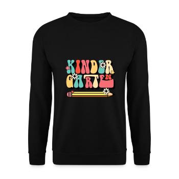 Groovy Hello Kindergarten Vibes Professeur rétro - Sweat-shirt Unisexe - noir - Devant - Alina (178cm) & Michal (187cm)