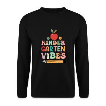 Groovy Hello Kindergarten Vibes Professeur rétro - Sweat-shirt Unisexe - noir - Devant - Alina (178cm) & Michal (187cm)
