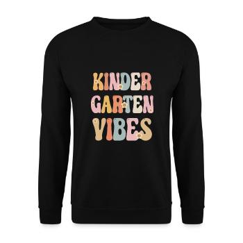 Groovy Hello Kindergarten Vibes Professeur rétro - Sweat-shirt Unisexe - noir - Devant - Alina (178cm) & Michal (187cm)