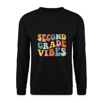 Back To School Second Grade Vibes Retro Teacher - Unisex Sweatshirt - black - Front - Alina (178cm) & Michal (187cm)