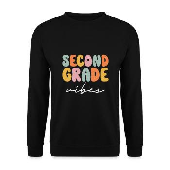 Back To School Second Grade Vibes Retro Teacher - Unisex Sweatshirt - black - Front - Alina (178cm) & Michal (187cm)