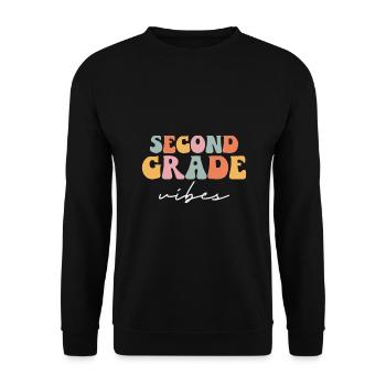 Back To School Second Grade Vibes Retro Teacher - Unisex Sweatshirt - black - Front - Alina (178cm) & Michal (187cm)