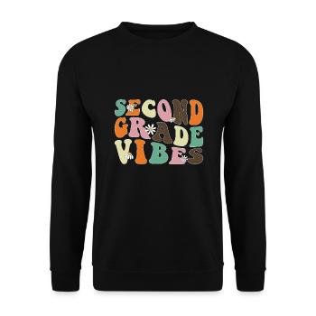 Back To School Second Grade Vibes Retro Teacher - Unisex Sweatshirt - black - Front - Alina (178cm) & Michal (187cm)