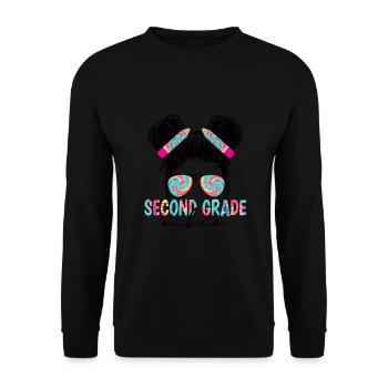 Back To School Second Grade Vibes Retro Teacher - Unisex Sweatshirt - black - Front - Alina (178cm) & Michal (187cm)