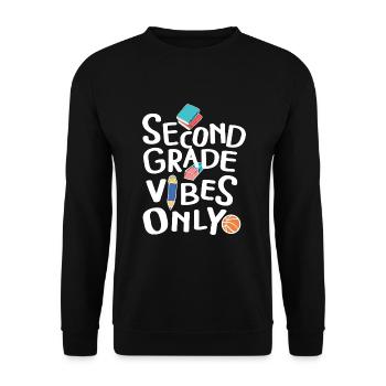 Back To School Second Grade Vibes Retro Teacher - Unisex Sweatshirt - black - Front - Alina (178cm) & Michal (187cm)