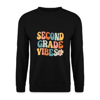 Back To School Second Grade Vibes Retro Teacher - Unisex Sweatshirt - black - Front - Alina (178cm) & Michal (187cm)