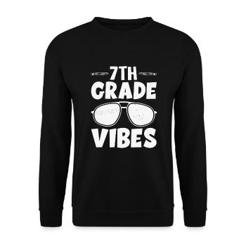 7. Klasse Vibes Retro Groovy Frauen Happy First - Unisex Pullover - Schwarz - Vorne - Alina (178cm) & Michal (187cm)