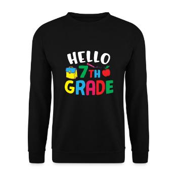 7th Grade Vibes Retro Groovy Women Happy First - Unisex Sweatshirt - black - Front - Alina (178cm) & Michal (187cm)