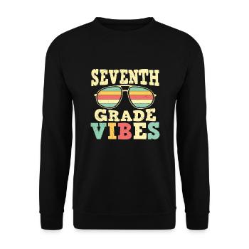 7th Grade Vibes Retro Groovy Women Happy First - Unisex Sweatshirt - black - Front - Alina (178cm) & Michal (187cm)