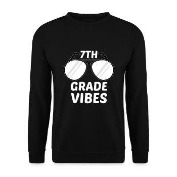 7. Klasse Vibes Retro Groovy Frauen Happy First - Unisex Pullover - Schwarz - Vorne - Alina (178cm) & Michal (187cm)