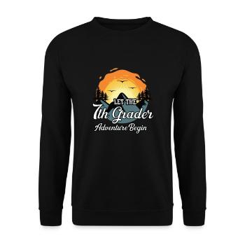 7th Grade Vibes Retro Groovy Women Happy First - Unisex Sweatshirt - black - Front - Alina (178cm) & Michal (187cm)