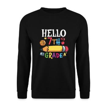 7th Grade Vibes Retro Groovy Women Happy First - Unisex Sweatshirt - black - Front - Alina (178cm) & Michal (187cm)