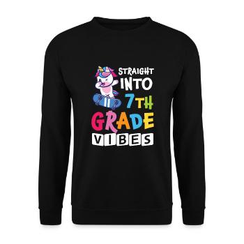 Straigt Into7th Grade vibes Retro Groovy Femmes - Sweat-shirt Unisexe - noir - Devant - Alina (178cm) & Michal (187cm)