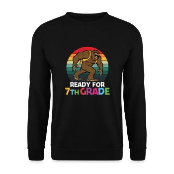 Prêt pour les femmes groovy rétro de 7e année heureuses - Sweat-shirt Unisexe - noir - Devant - Alina (178cm) & Michal (187cm)