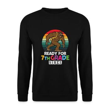 Prêt pour les vibrations de 7e année Retro Groovy Women - Sweat-shirt Unisexe - noir - Devant - Alina (178cm) & Michal (187cm)