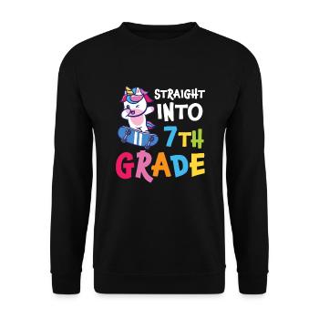 Straigt Into7th Grade Retro Groovy Femmes Heureuses - Sweat-shirt Unisexe - noir - Devant - Alina (178cm) & Michal (187cm)
