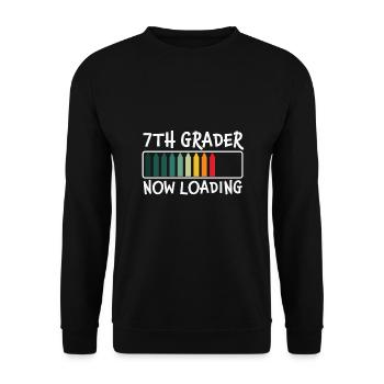 7. Klasse INow Loading Retro Groovy Frauen glücklich - Unisex Pullover - Schwarz - Vorne - Alina (178cm) & Michal (187cm)