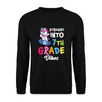 Straigt Into7th Grade vibes Retro Groovy Femmes - Sweat-shirt Unisexe - noir - Devant - Alina (178cm) & Michal (187cm)