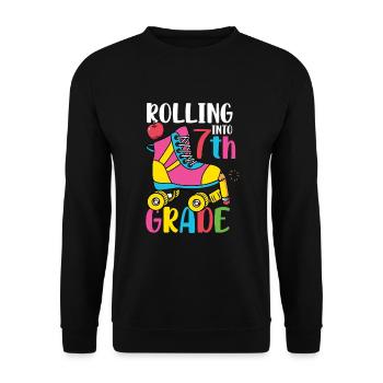 Rolling Into7th Grade Vibes Retro Groovy Women - Unisex Sweatshirt - black - Front - Alina (178cm) & Michal (187cm)