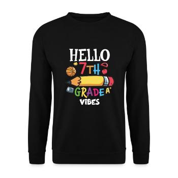 7th Grade Vibes Retro Groovy Women Happy First - Unisex Sweatshirt - black - Front - Alina (178cm) & Michal (187cm)
