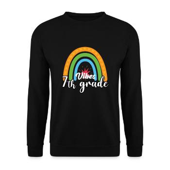 7th Grade vibes Retro Groovy Women Happy First - Unisex Sweatshirt - black - Front - Alina (178cm) & Michal (187cm)