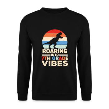 Roaring Into7th Grade vibes Retro Groovy Femmes - Sweat-shirt Unisexe - noir - Devant - Alina (178cm) & Michal (187cm)