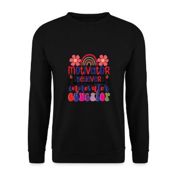 Groovy Retro Believer Motivateur Innovateur - Sweat-shirt Unisexe - noir - Devant - Alina (178cm) & Michal (187cm)