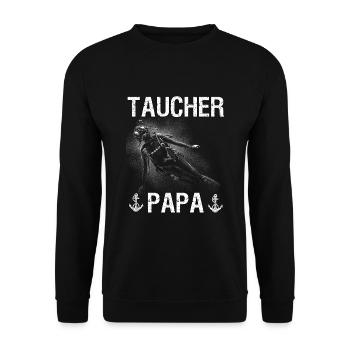 Apnoetaucher Freitaucher Scuba Taucher Papa - Unisex Pullover - Schwarz - Vorne - Alina (178cm) & Michal (187cm)
