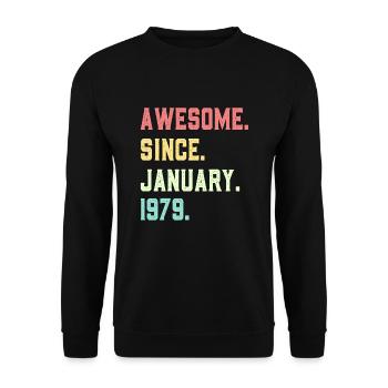 Großartig seit Januar 1979 - Unisex Pullover - Schwarz - Vorne - Alina (178cm) & Michal (187cm)