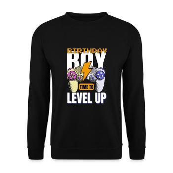 Geburtstagskind Zeit, um Videospiel Geburtstag zu verbessern - Unisex Pullover - Schwarz - Vorne - Alina (178cm) & Michal (187cm)