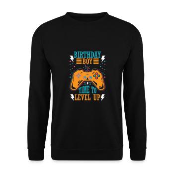 Birthday Boy Il est temps de monter de niveau En ce qui concerne l’anniversaire du jeu vidéo - Sweat-shirt Unisexe - noir - Devant - Alina (178cm) & Michal (187cm)
