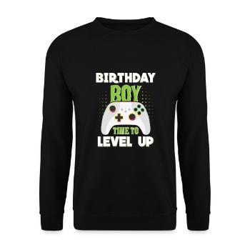 Birthday Boy Il est temps de monter de niveau En ce qui concerne l’anniversaire du jeu vidéo - Sweat-shirt Unisexe - noir - Devant - Alina (178cm) & Michal (187cm)