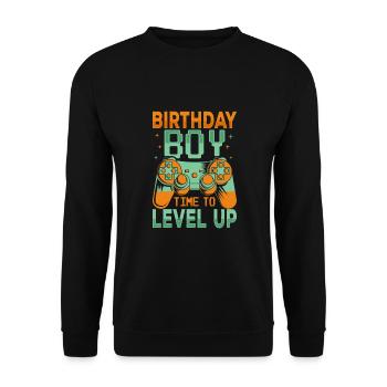 Geburtstagskind Zeit, um Videospiel Geburtstag zu verbessern - Unisex Pullover - Schwarz - Vorne - Alina (178cm) & Michal (187cm)